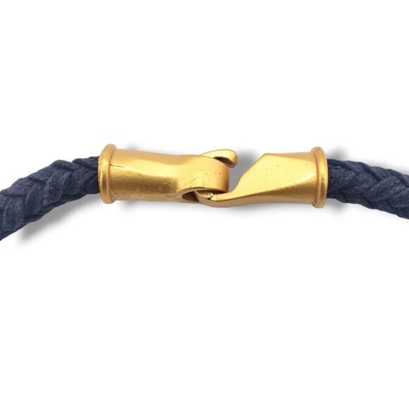 Pulcinno Black Corded Collar Necklace Matte Brushed Gold Tone Flower Pendant - Picture 4 of 11